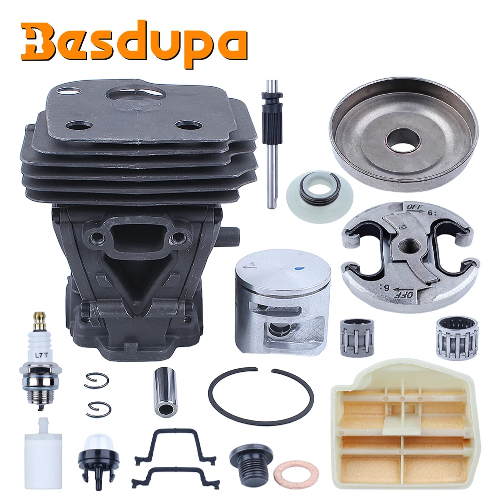 44mm Cylinder Piston Clutch Drum Kit For Husqvarna 445 445e 450 450e For Chainsaw Replacement Garden Tool Parts