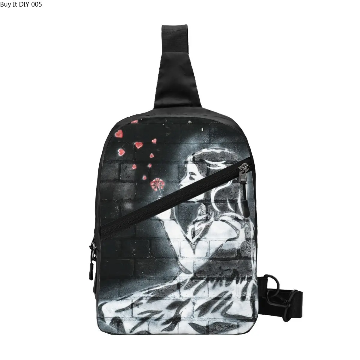 

Girl Blowing Hearts By Banksy Sling Chest Bag Street Graffiti Pop Art Crossbody Shoulder Backpack Men Cycling Camping Daypack