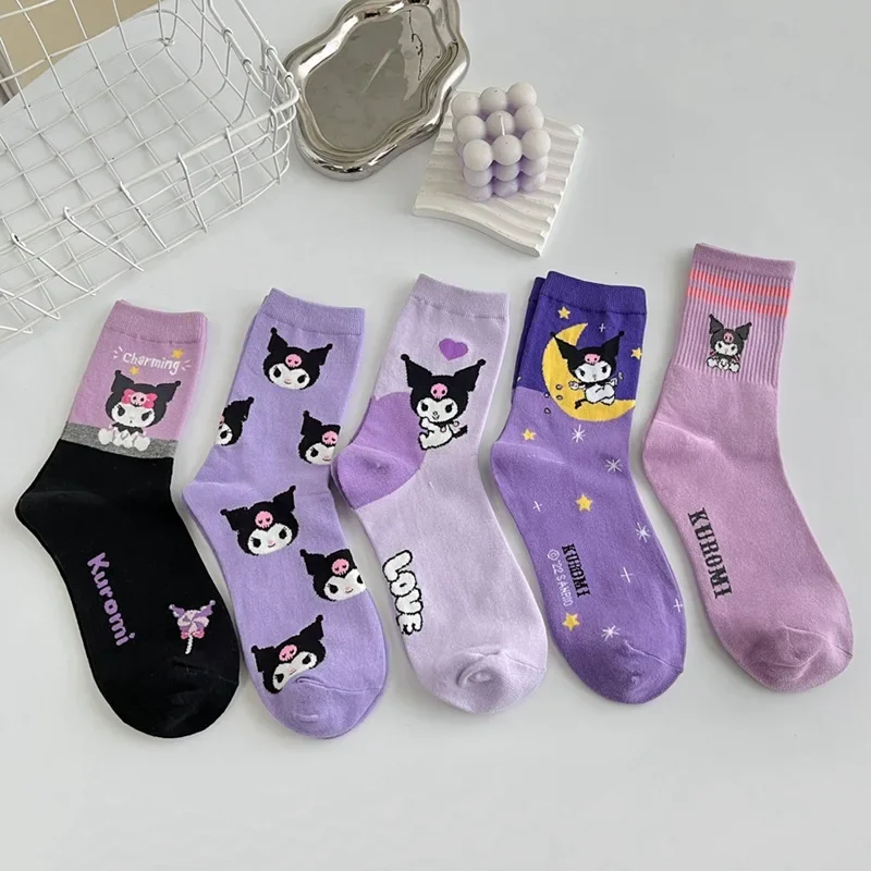 Комплект Из 5 Женских Фиолетовых Хлопковых Колготок С Мини-носками Disney Sanrio Kuromi