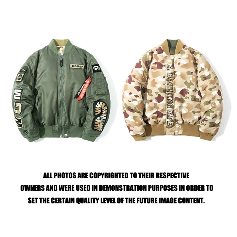 

Двусторонняя куртка-бомбер унисекс Bape Shark, хлопковое пальто