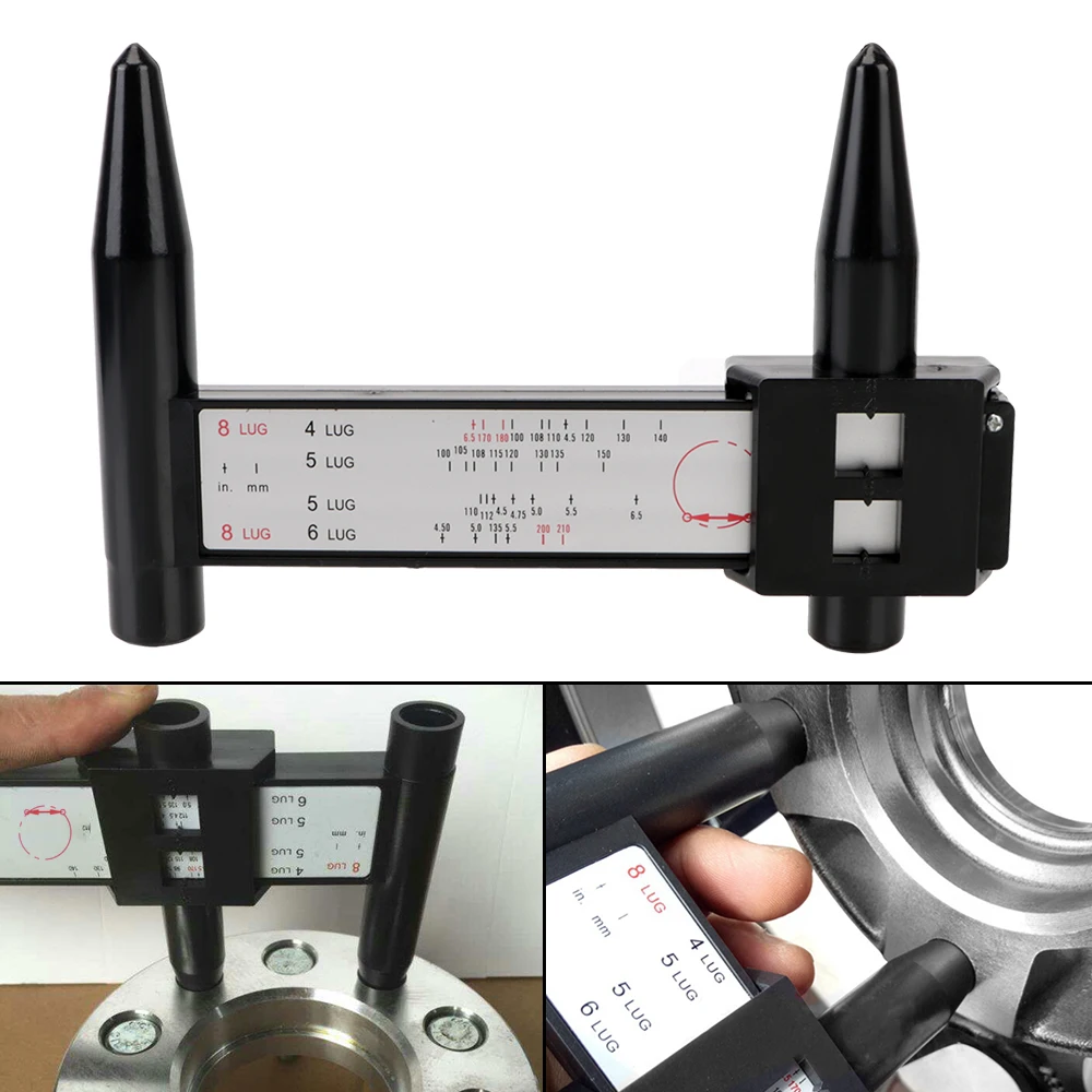 

Wheel Rim Bolt Pattern Black PCD caliper Hole distance measuring tool Modified hole distance ruler 8LUG wheels