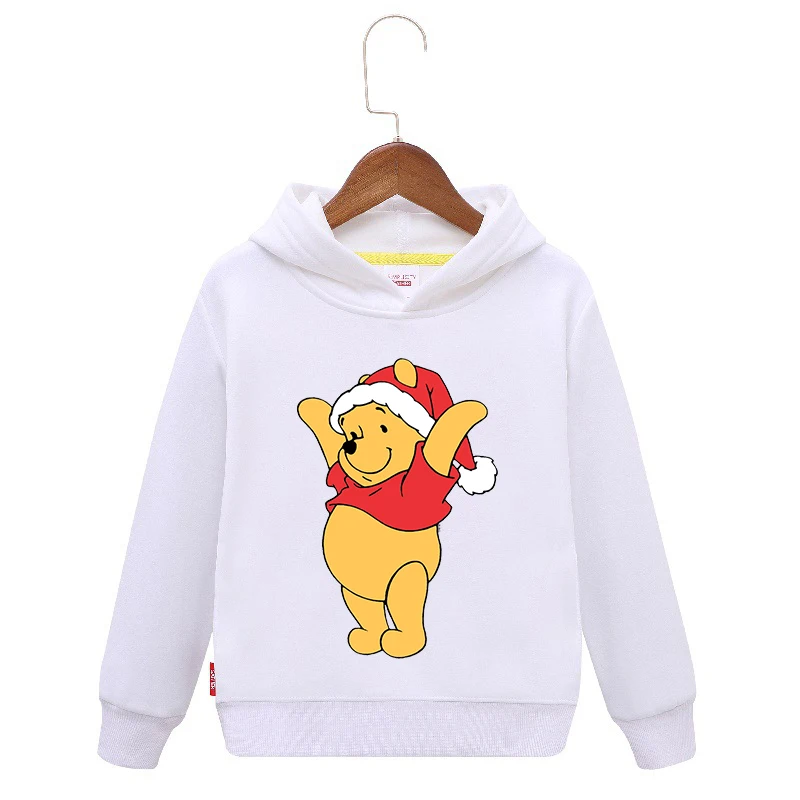 

Winnie The Pooh Santa Merry Christmas Graphic Printed Hoodies for Kids Girl Boy Cute Disney Xmas Pullover Autumn Winter Clothing