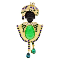 new africa person crystal brooch for women men gold contemporary designer jewelry handicraft rhinestone brooches costume accesso