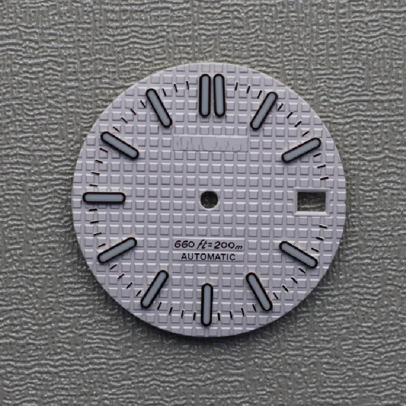 

NH35 checkered dial bar studs C3 green luminous SKX007 men's mechanical watch accessories MOD 28.5MM S logo NH35/36 movement