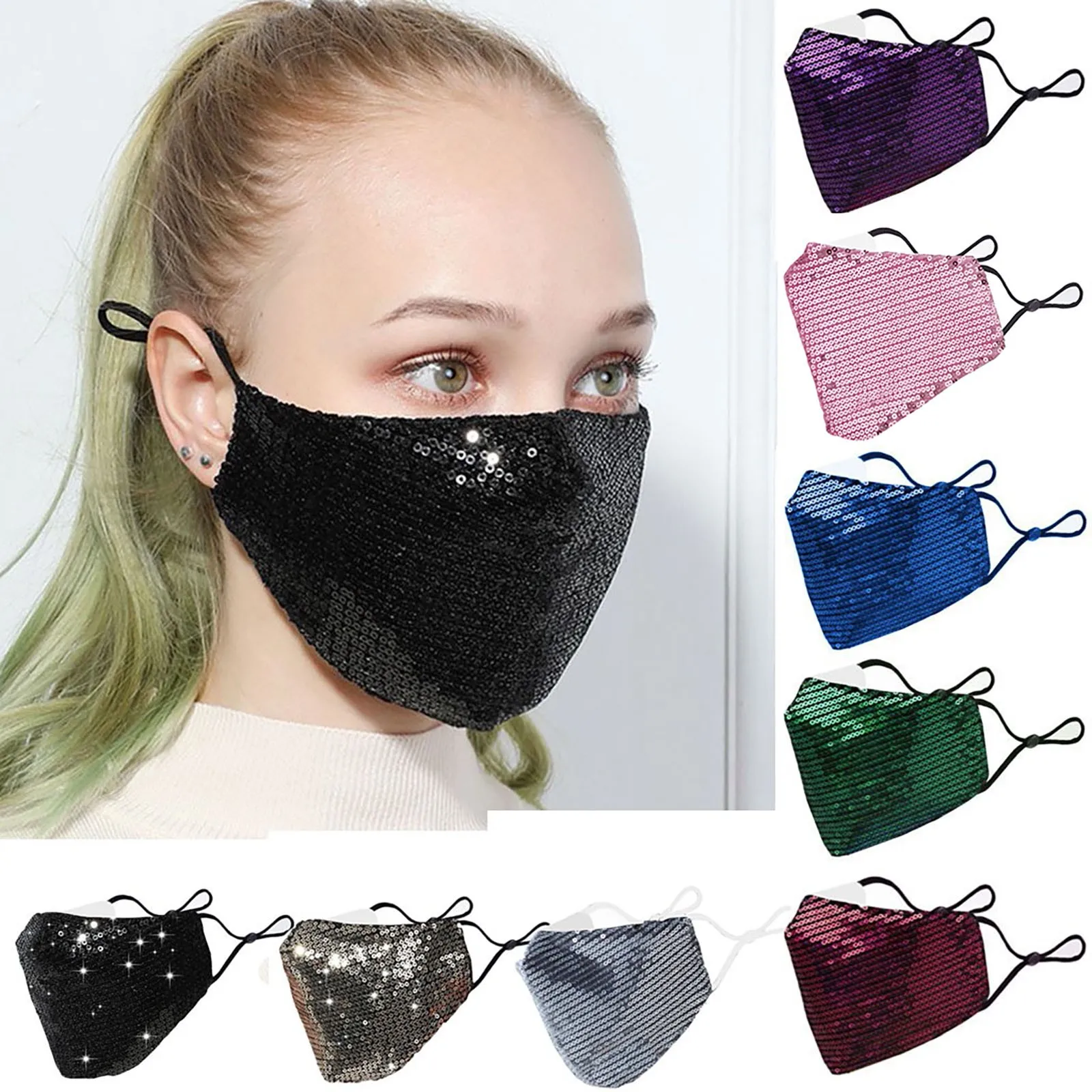 

1PC PM2.5 Outdoor Mouth Mask Washable Reuse Face Mask Sequins Protection Mask Mouth Cover mascarillas cubrebocas маска