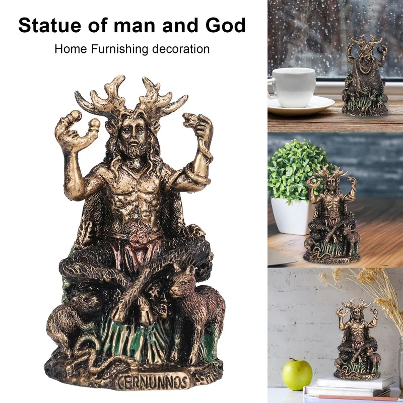 

Celtic Horned God of Animals Resin Statues The Underworld Antique Bronze Finish Statue Home Garden Ornaments