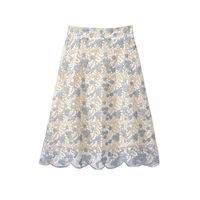 2022 spring and summer fresh floral heavy industry embroidered skirt lace skirt long skirt a large pendulum slim dress