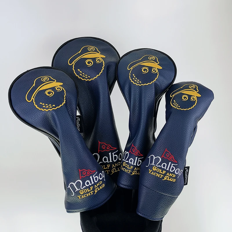 

3 Colors Yacht Fisherman Hat Golf Club #1 #3 #5 Wood Covers Driver Fairway Woods Cover PU Leather Headcovers Putter and Mallet