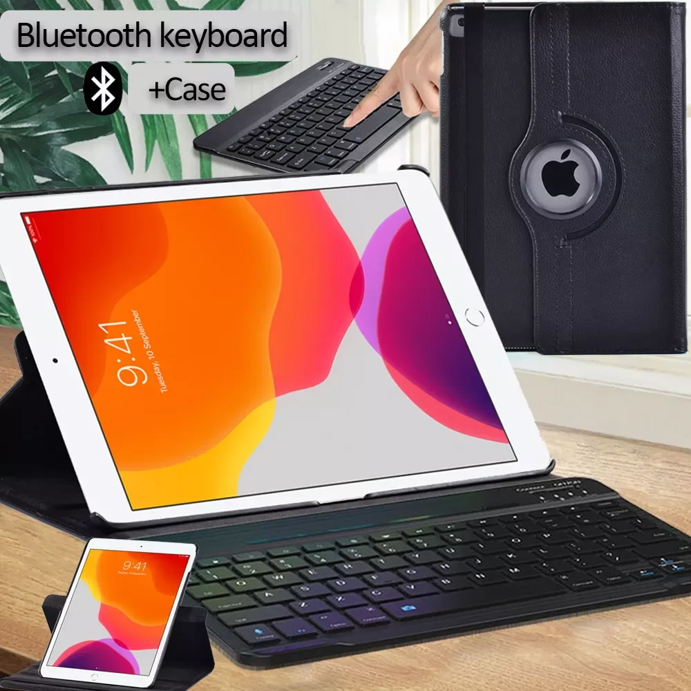 

IPad 2 3 4 5 6/7th 8th/Mini 1 2 3 4 5 /Air1 2 3 360 Rotating Tablet Case+Bluetooth Keyboard for IPad Pro 9.7/10.5/11"