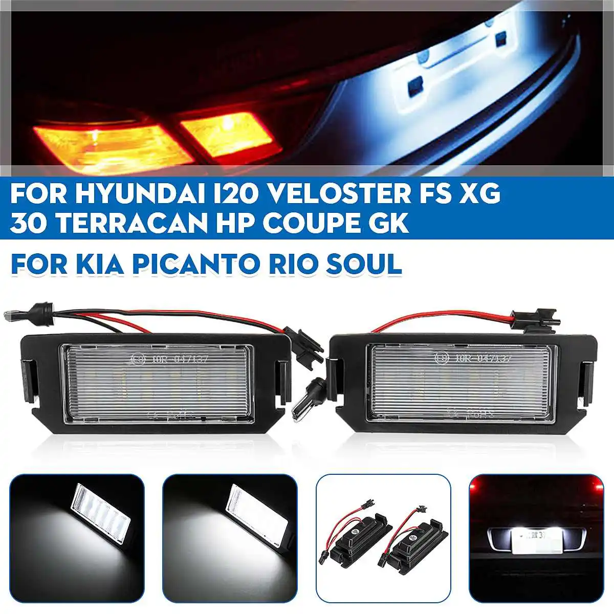 

2Pcs LED Number License Plate Light Lamp for Hyundai I20 I10 Veloster FS XG30 Terracan HP Coupe GK for Kia Picanto Rio Soul