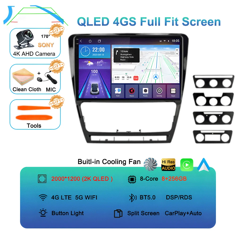 

10,1 "Android 15 автомобильный радиоприемник Multimidia видеоплеер WIFI + 4G 2din навигация GPS для SKODA Octavia 2 A5 2007-2014 стерео головное устройство