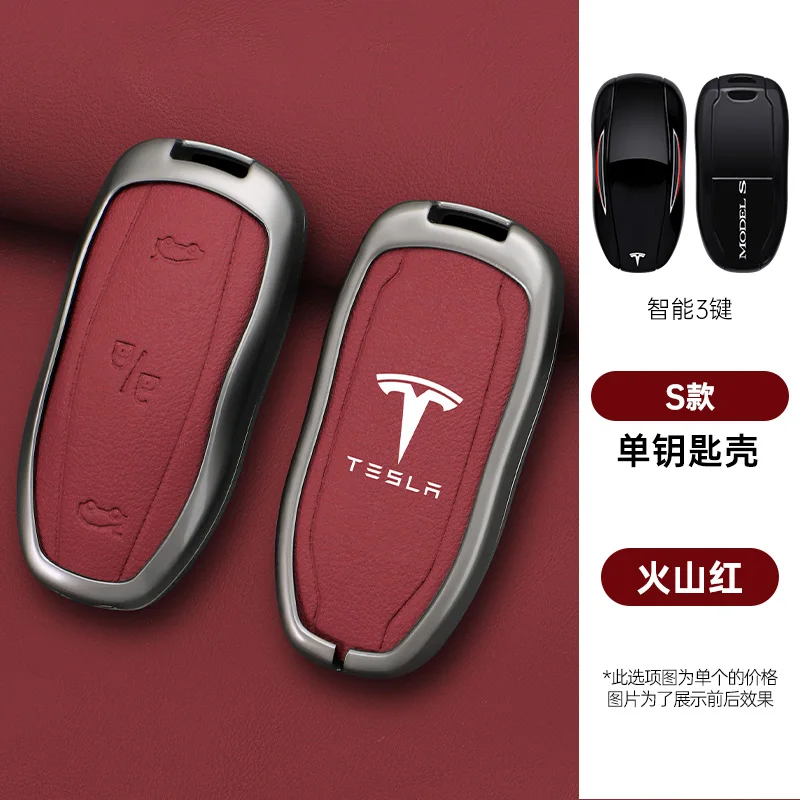 

Кожаный автомобильный брелок из цинкового сплава, смарт-чехол для дистанционного ключа, держатель для Tesla Model 3 Model S Model Y, защитный брелок, аксессуары