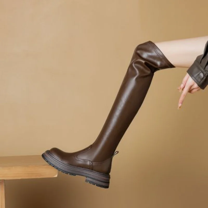 2025Anti Противоскользящие резиновые сапоги на плоском каблуке толстой подошве