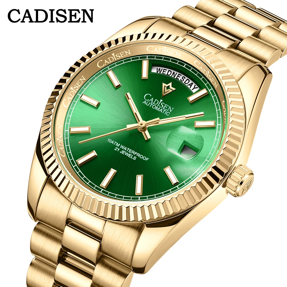

Мужские часы Cadisen Machinery Watch роскошный метеорит циферблат мужские автоматические часы недели 100M Япония MIYOTA 8285