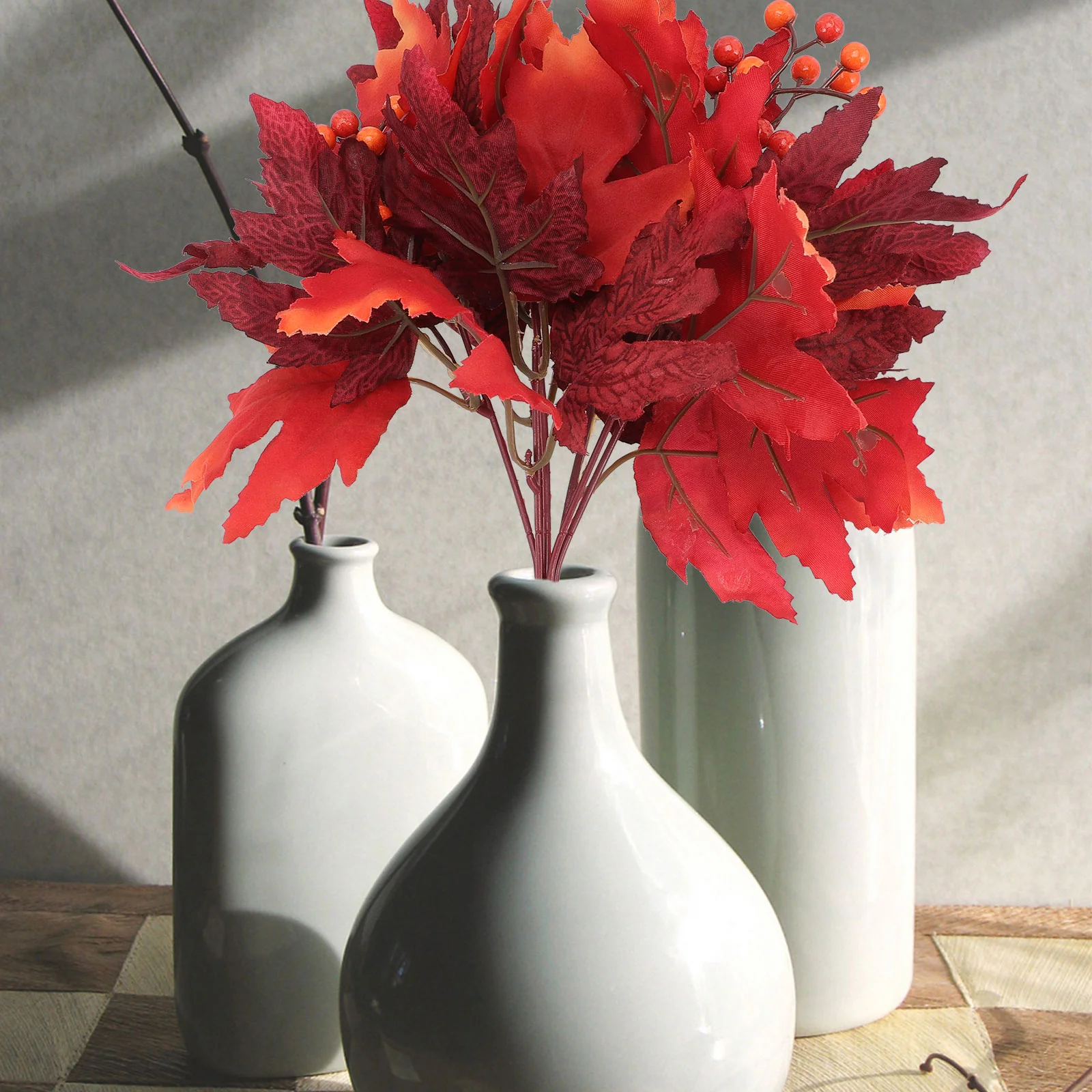 

Maple Leaf Fall Leaves Stems Artificial Autumn Stem Branches Faux Centerpieces Fake Table Thanksgiving Decor Decorationvase
