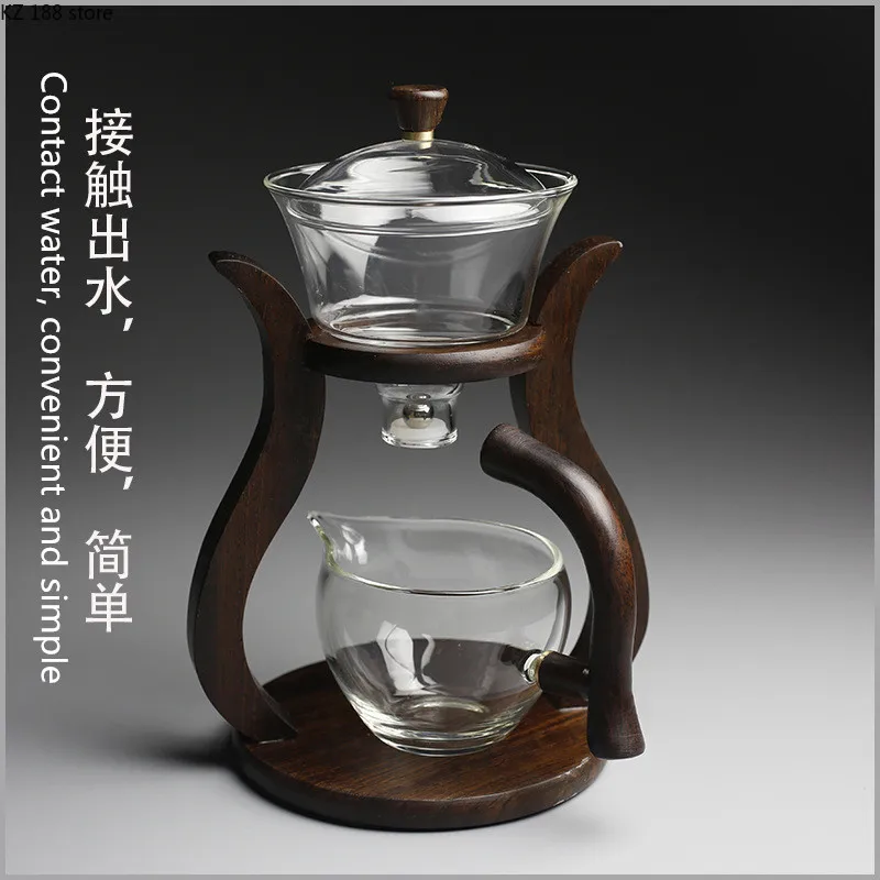 

Heat-resistant glass tea set magnetic water diversion rotating cover bowl semi-automatic tea maker lazy teapot Kungfu tea setpot