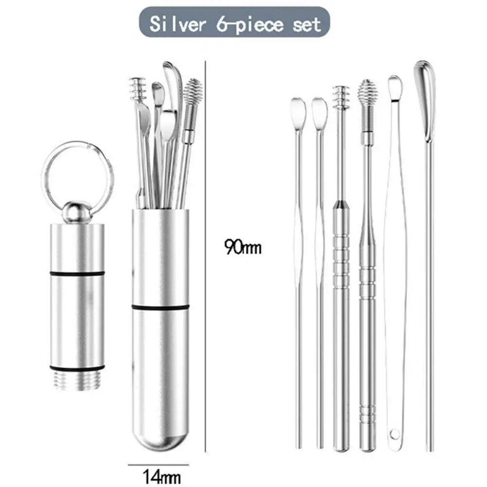 

Ear Cleaner Wax Removal Tool Earpick Sticks Earwax Remover Curette Ear Pick Cleaning Ear Cleanser Spoon for Ear Care 5/6pcs/set