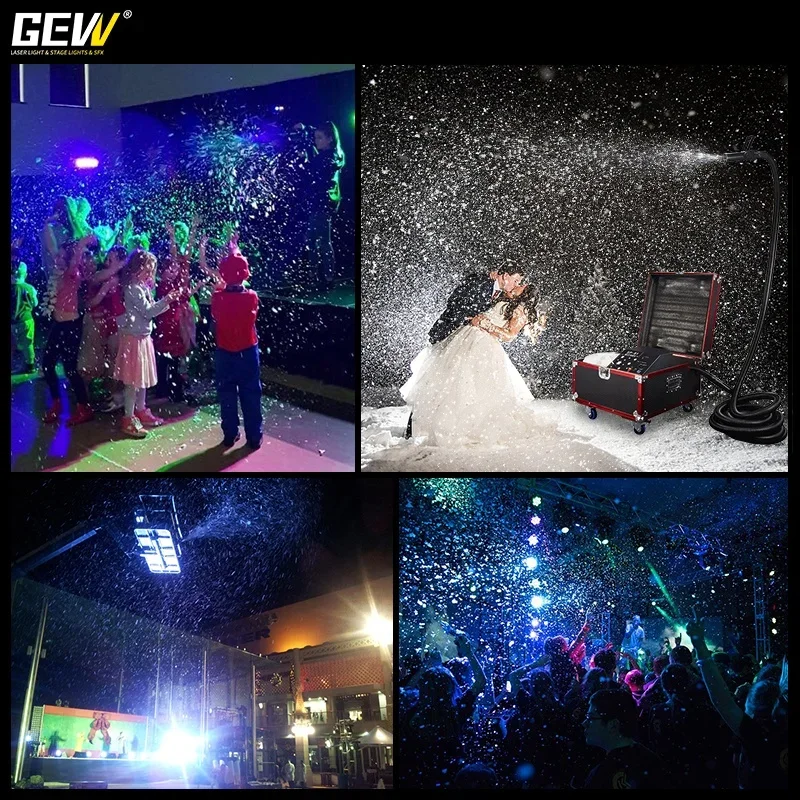 GEVV Snowflake Flight Case 1500 Вт DMX 512 Бесшумная машина Snow Flake для свадебной вечеринки