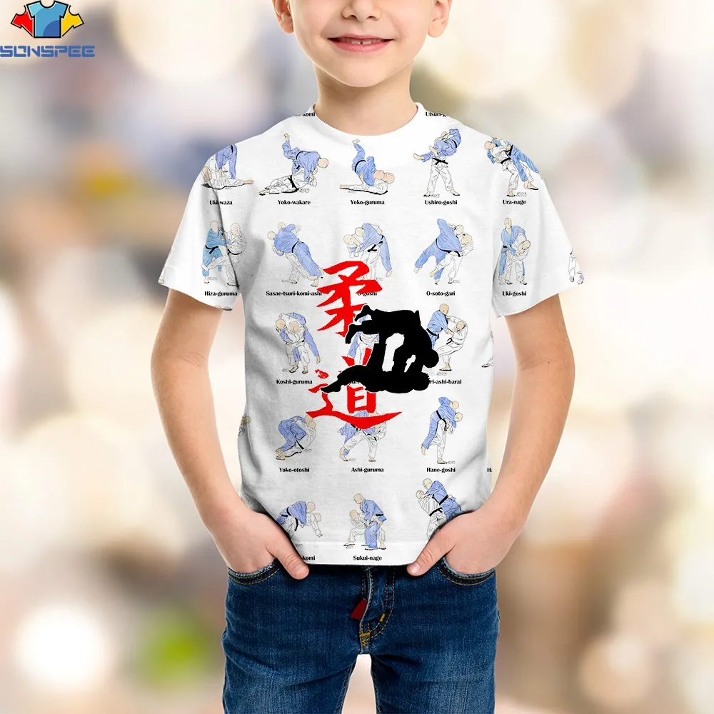 

SONSPEE 3D Print Summer New Children's Clothing Boys T-Shirt Judo Training Action Harajuku Fashion Personality Sport Outdoor Tee