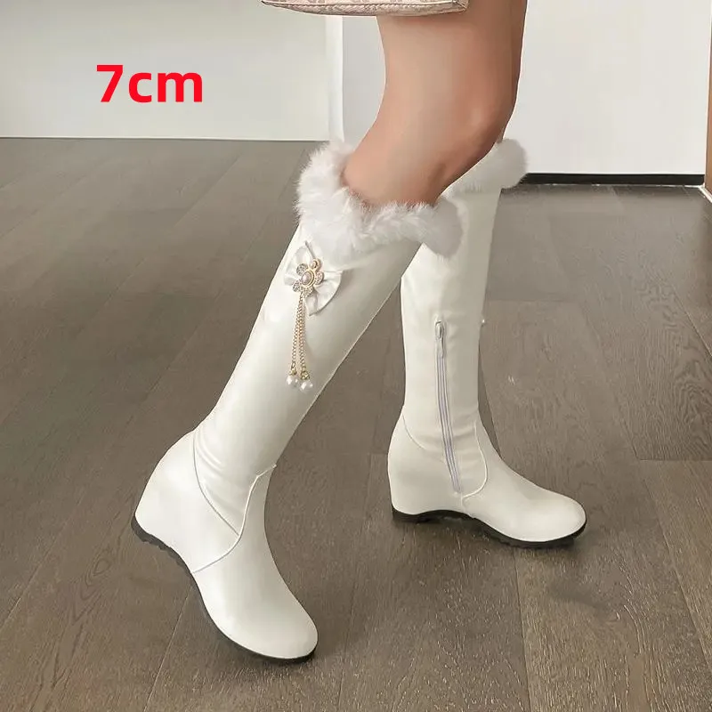 

Cresfimix Women Fashion Sweet Plus Size High Quality Autumn & Winter Warm High Heel Boots Lady Cool Comfort Black Boots A674