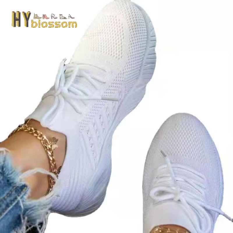 

2022 Fashion Lace Up Platform Women's Shoes Summer Flat Mesh Sports Shoes Woman Vulcanize Shoes Plus Size35-43 sneakers women