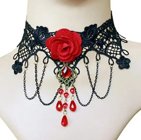 Черное колье-чокер Flowery Fire
