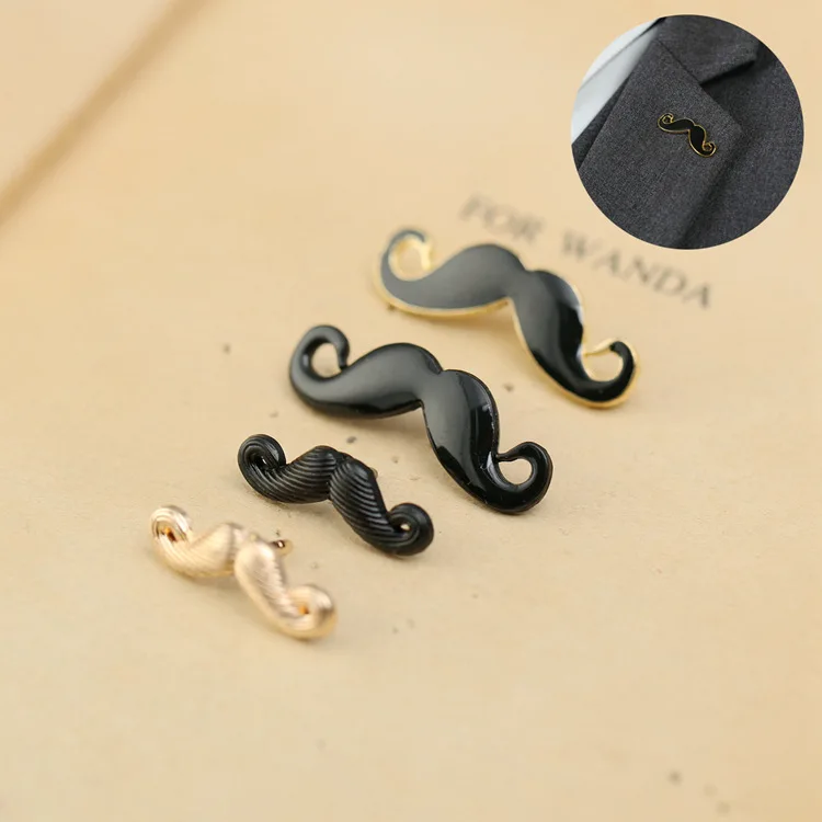 

i-Remiel Fashion Moustache Black Beard Metal Brooch Pin for Men's Shirt Suit Children's Lapel Cute Pins and Brooch Accessories