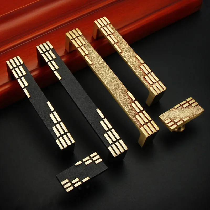 

New Chinese Cabinet Door Handle Brass Antique New Chinese Simple All Copper Cabinet Door Gold Drawer Handle Cabinet Knobs