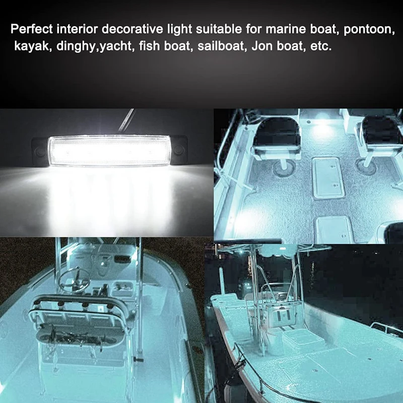 10 Pcs Marine Boat Lights 12V 24V Waterproof Interior Navigation Strip Light Deck Transom Step Cockpit Lighting