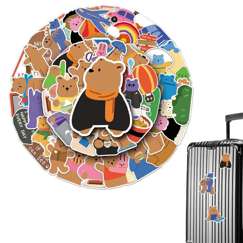 

Cartoon Bear Stickers Kids Bear Animal Stickers Decors 50 Pieces Car Theme Paper Stickers Cartoon Bear Stickers For Water