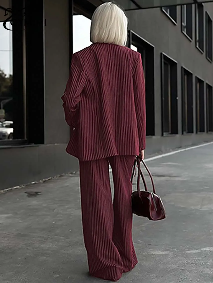 Oymimi Элегантные комплекты с принтом винно-красного цвета женские из 2 предметов