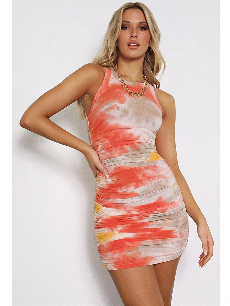 

Новинка 2022, женское летнее облегающее пикантное мини-платье, женские модные короткие платья-футляры с круглым вырезом и принтом