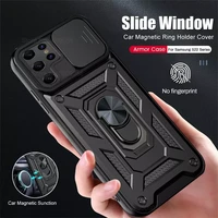 push pull camera protect case for samsung galaxy s22 ultra shockproof armor case sumsung s 22 pro magnetic car ring stand cover