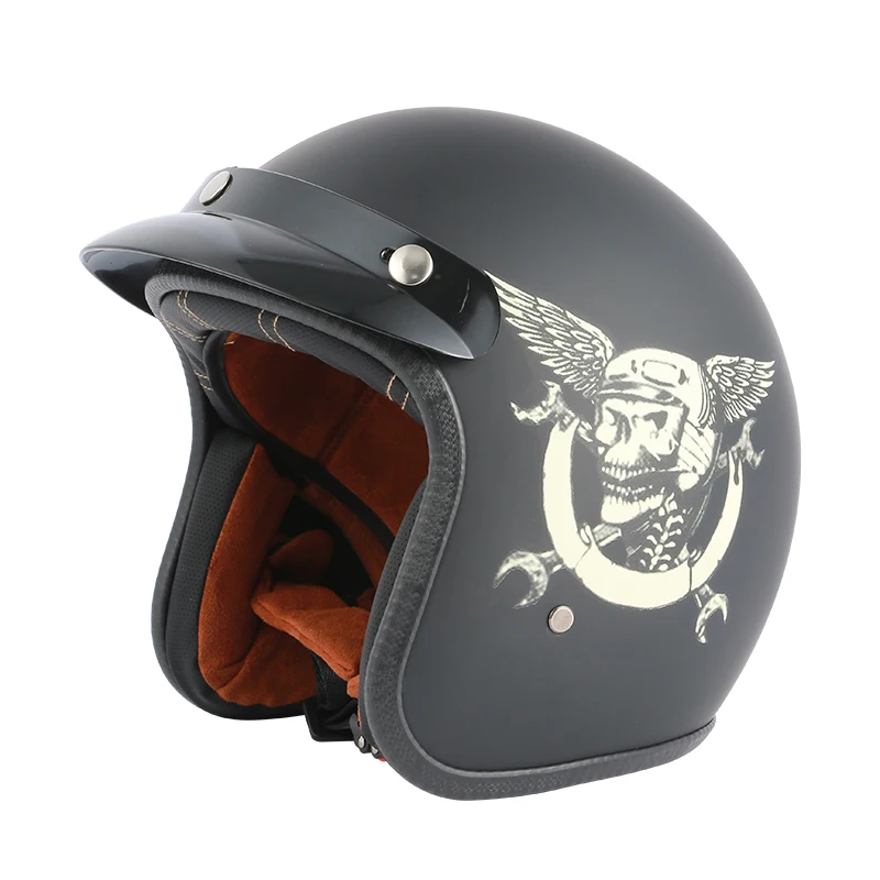 

BLD Vintage Classic Motorcycle Helmet Open Face Helmet Cafe Racer Retro 3/4 Helmet Cruise Casco Moto Casque Moto DOT Certified