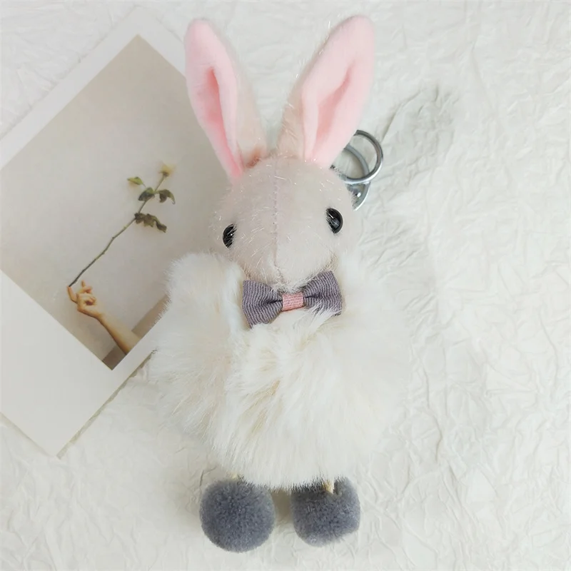Милый брелок с длинными ушками кролика для женщин и девочек плюшевый шар