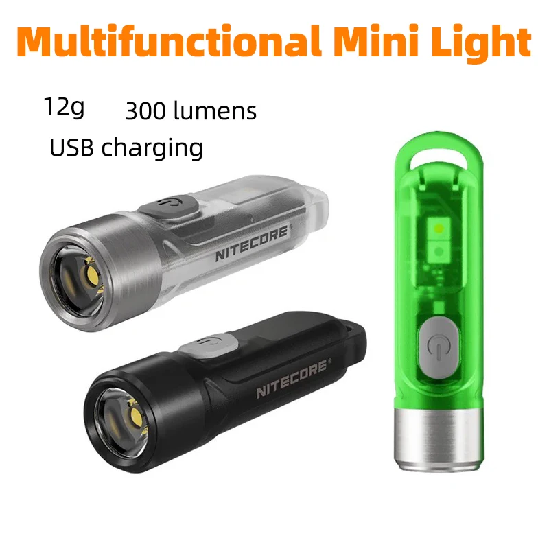 Triple Light Source 300 Lumens Mini Keychain Light USB Rechargeable Portable Lighting UV Outdoor Light Led Flashlight