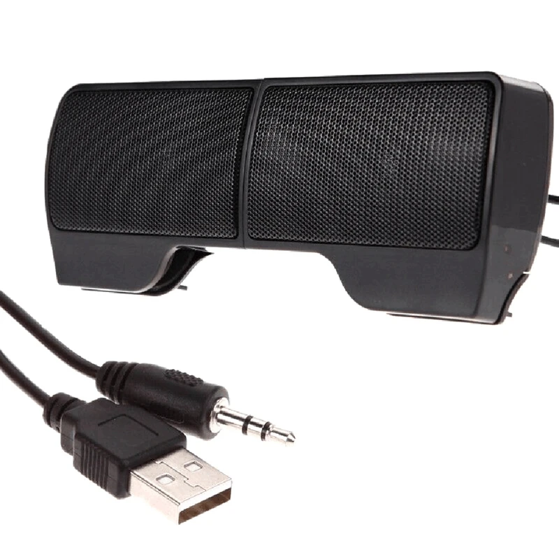 

Portable Mini Clip USB Soundbar for Laptop / Desktop / Tablet PC - Black Soundbar Powered Bluetooth Speaker Subwoofer