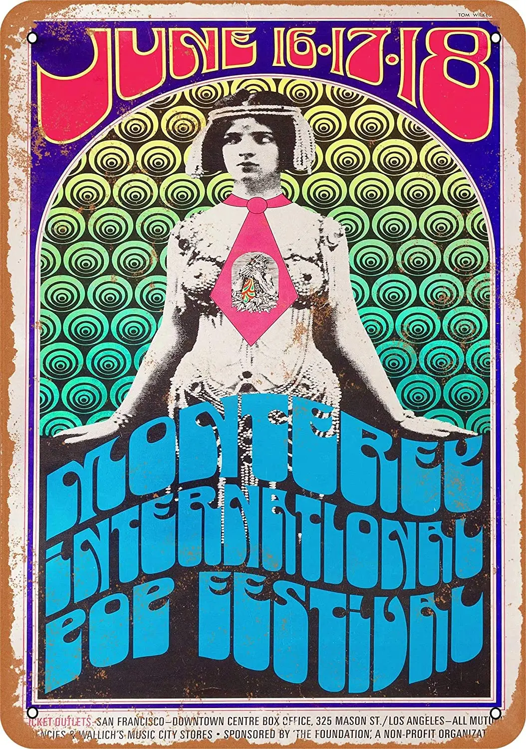 

12X8 inches Metal Vintage Funny Tin Sign 1967 Monterey Pop Festival