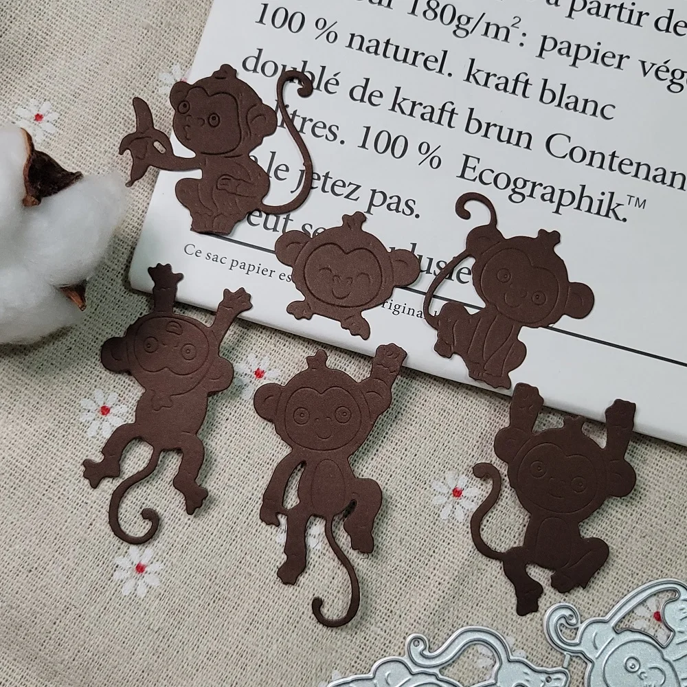 

6 шт. металлические высекальные штампы в виде обезьяны для скрапбукинга «сделай сам» ручной альбом высечки из углеродистой стали в виде жив...