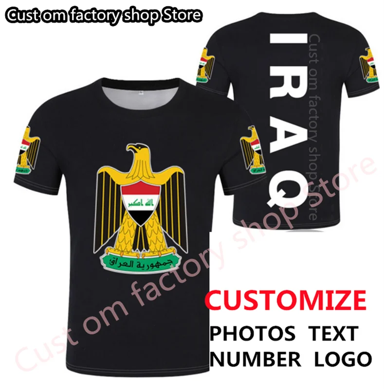 

IRAQ t-shirt male diy custom number irq boy t shirt nation flag iq country republic islam arabic arab print photo clothing