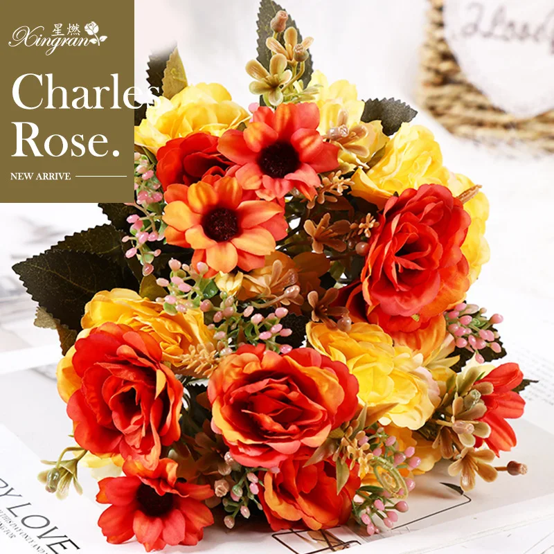 

Artificial Flowers 30cm Charles Rose Party Metal Arch Diy Decor Gift Bouquet for Wedding Guests Wedding Car Decor Centerpiece