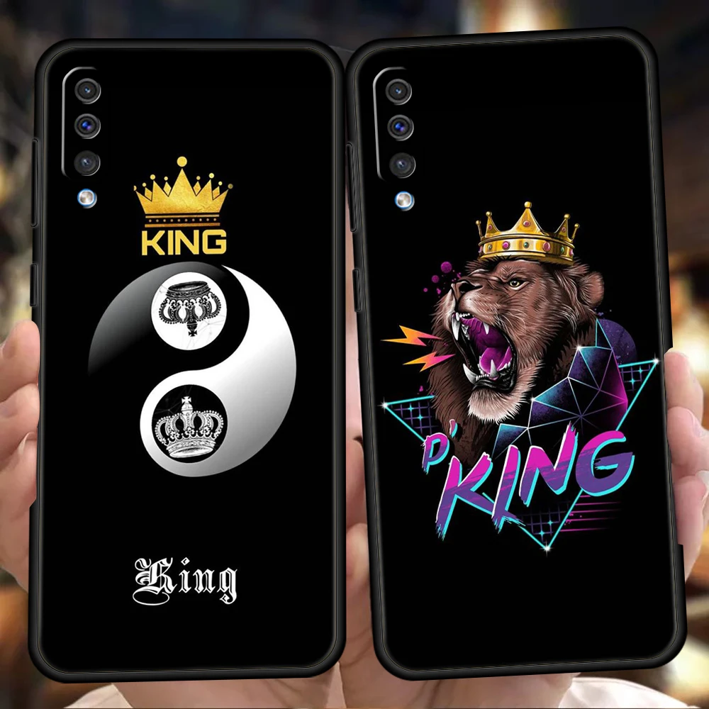 

Crown King And Queen Phone Case For Samsung Galaxy A12 A22 A50 A70 A20 A10 A40 A42 A52 A20S A02 A03 A04 5G Black Silicone Cover