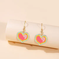creative fresh sweet enamel paint love heart earrings for women romantic cute cartoon drop earrings girls party jewelry gift