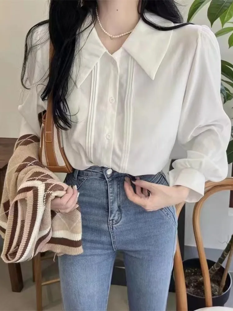 MiiiiX офисная женская официальная белая рубашка простая базовая универсальная