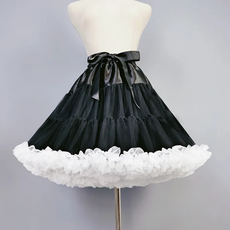 

Black Waistband Lolita Underwear Short Dress Petticoat Hoopless Puffy Tulle Tutu Ballet Dance Underskirt