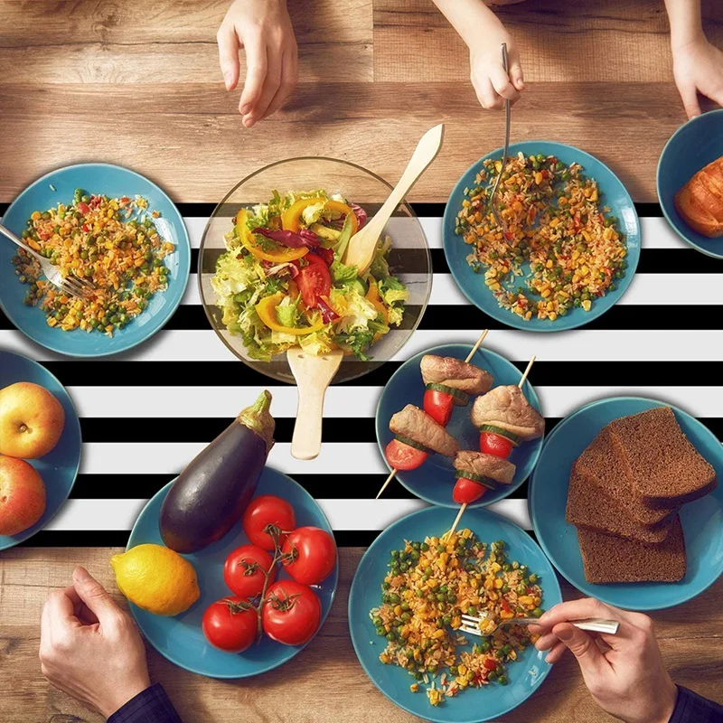 Полосатая настольная дорожка из полиэстера Настольная основа для комнатных и