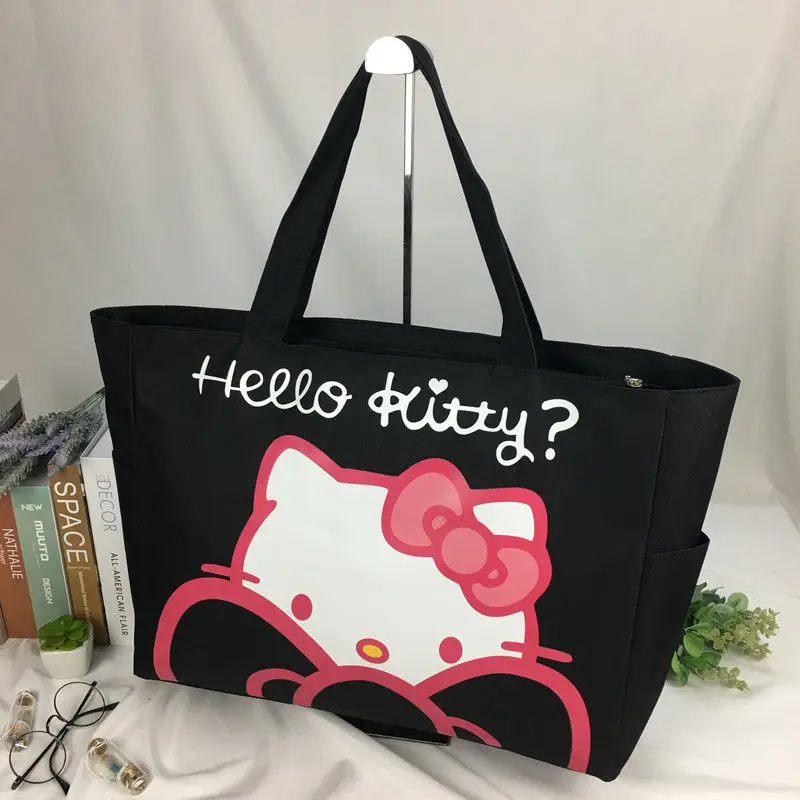 

Kawaii Sanrio большая Холщовая Сумка Hello Kittys симпатичная аниме сумка на плечо большой емкости складная сумка для хранения Игрушки для девочек Под...