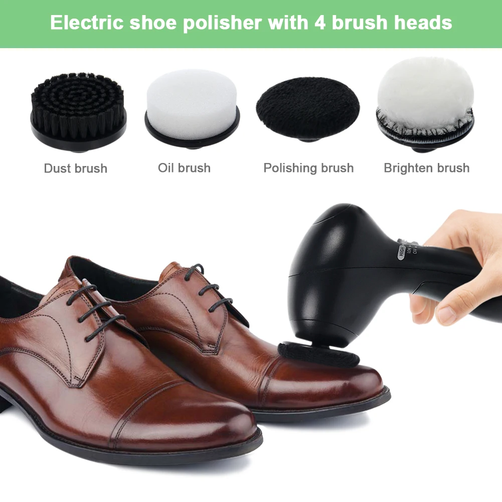 

Portable Shoe Polisher Shoes Scrubber Brushes Home Cleaning Tools 4 Multi-purpose Brush Heads Brighten Brush Shoe Brush System