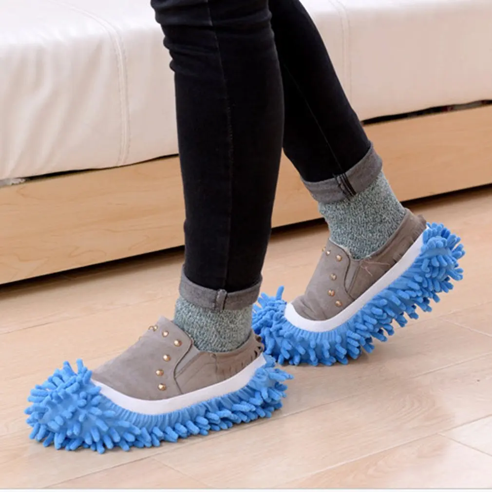 

Multifunctional Bright Color Elastic Chenille Micro Fiber Slipper Shoe Cover Slippers Mop Household Floor Dust Cleaning Tools