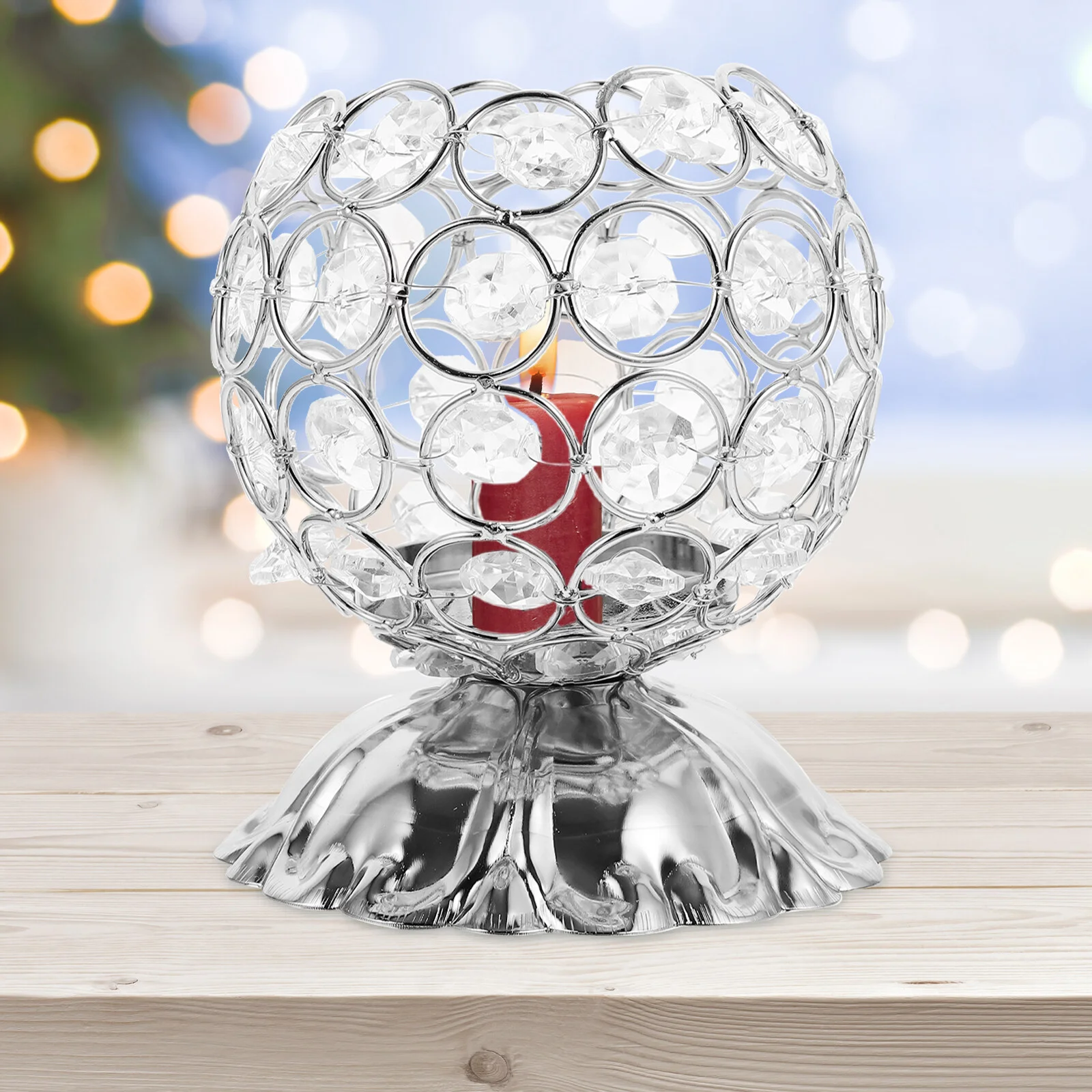 

Desktop Ornament Tealight Holder Wedding Props Supply Inlaid Candlestick Decor Iron Decorations